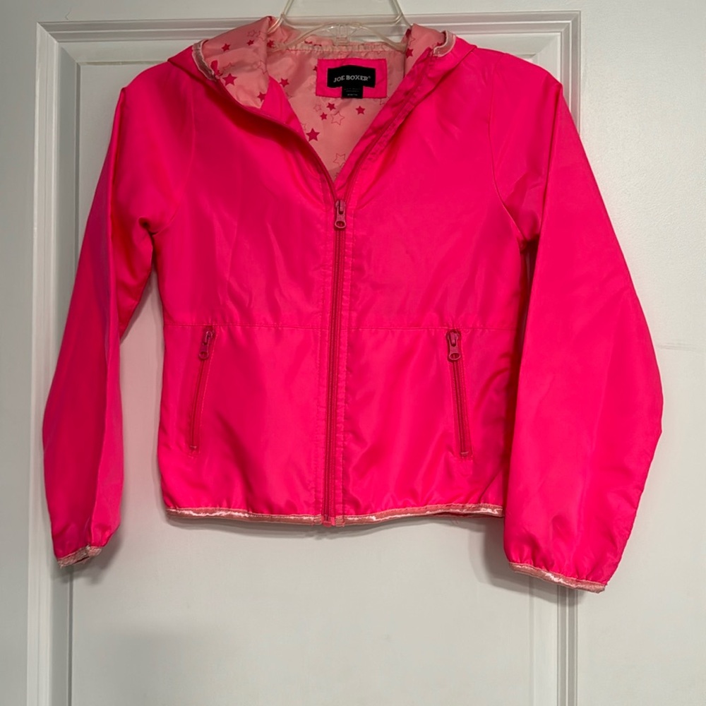 Girls Joe Boxer Rain Jacket. Size 7/8. Pink.